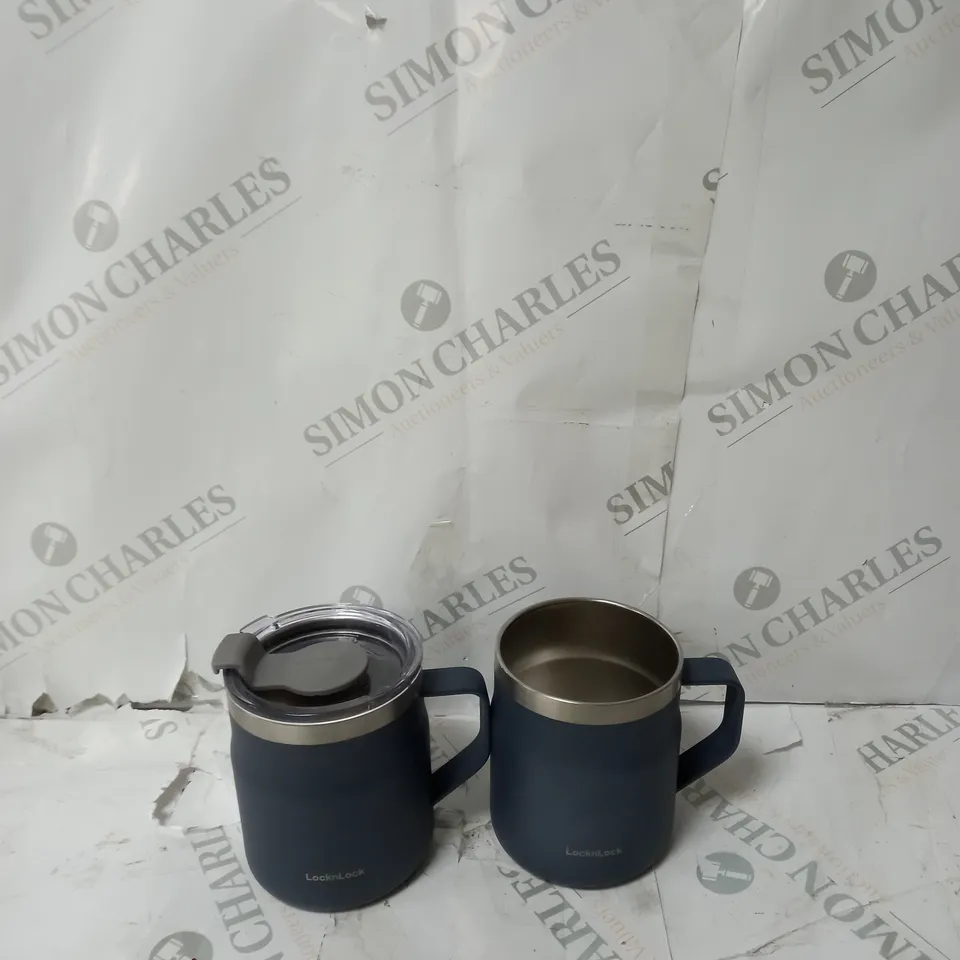 LOCK & LOCK SET OF INSULATED STAINLESS STEEL MUGS - NAVY
