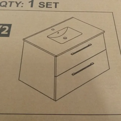 BOXED YAHEETECH 2 DRAWER VANITY UNIT AND BASIN - WHITE (2 BOXES)