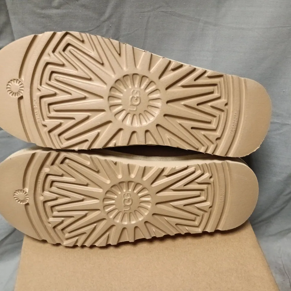 UGG DAKOTA SLIPPERS – BEIGE SUEDE WITH SHEARLING, UK 6