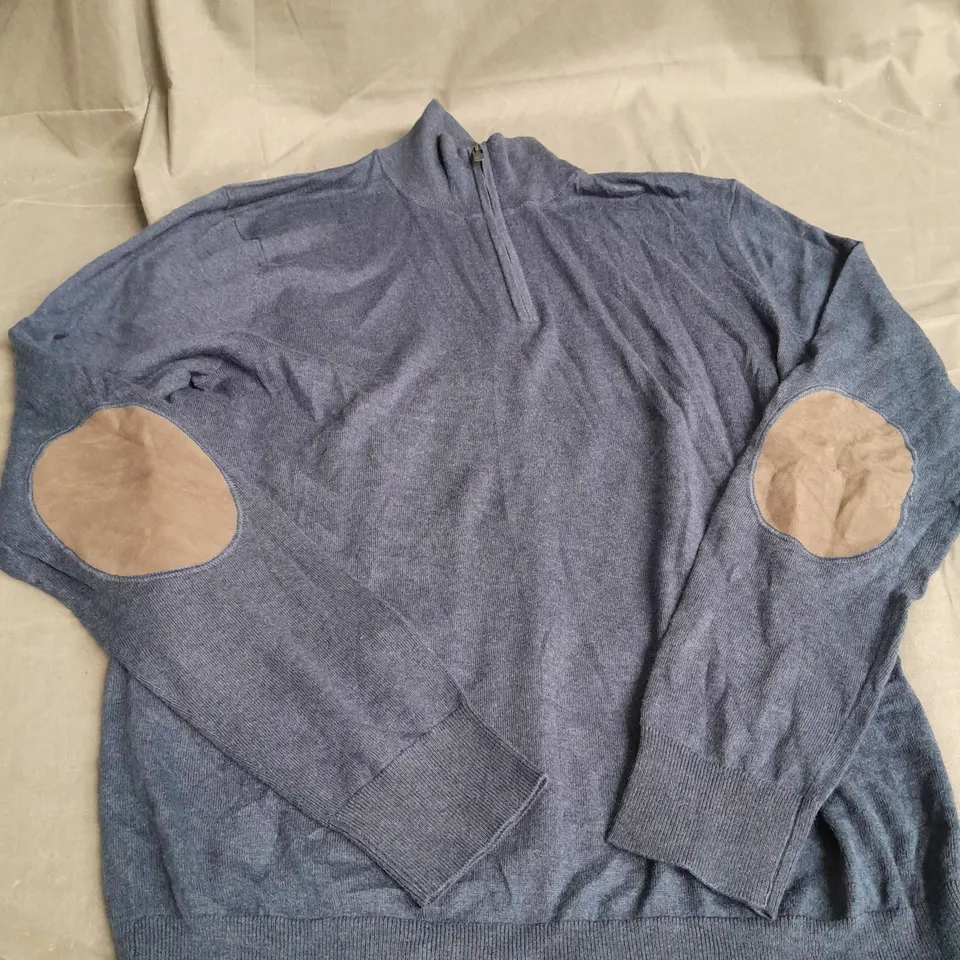 HACKETT LONDON NAVY BLUE ZIP UP TEE SIZE S