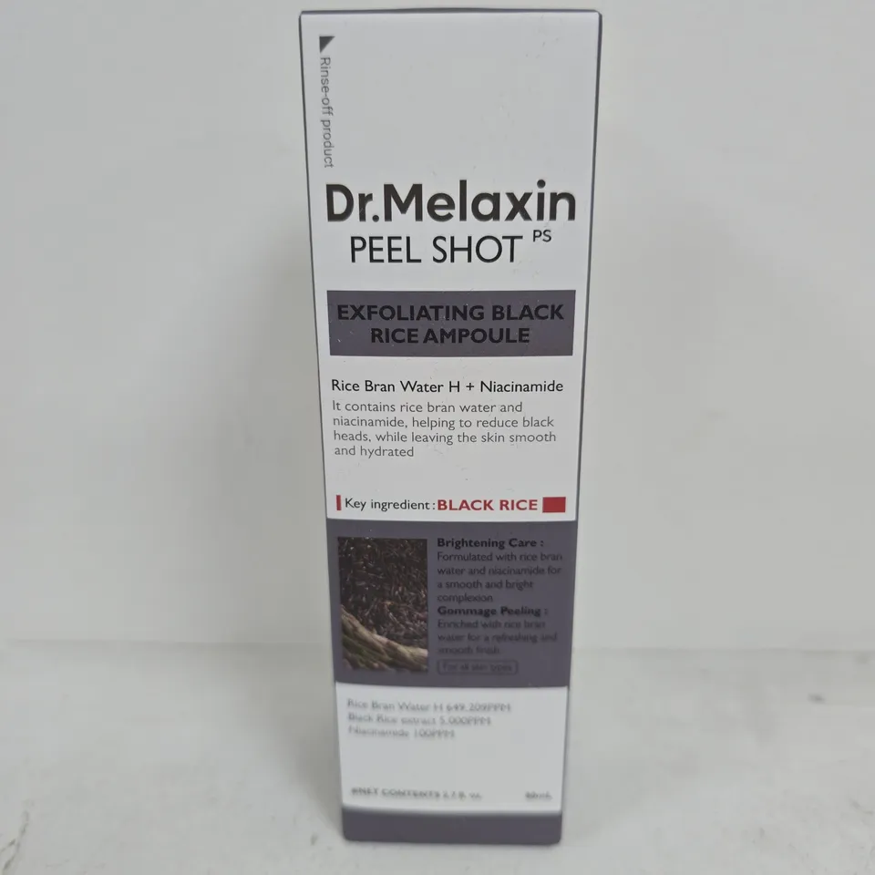 BOXED AND SEALED DR.MELAXIN PEEL SHOT EXFOLIATING BLACK RICE AMPOULE (80ML)