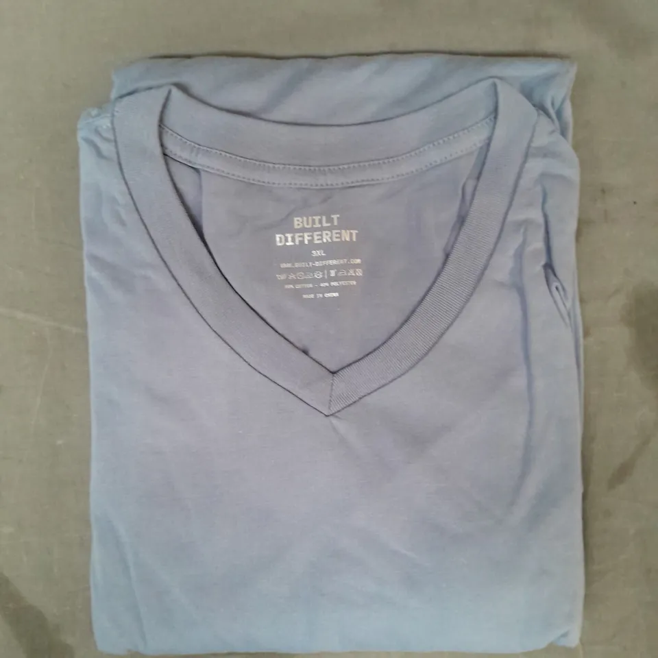 BUILT DIFFERENT V-NECK SHIRT IN BLUE SIZE 3XL