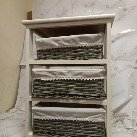 WHITE SIDE TABLE WITH OTHER STORAGE OPTIONS USEFUL FOR CLEANING PRODUCTS AND WASHING PRODUCE