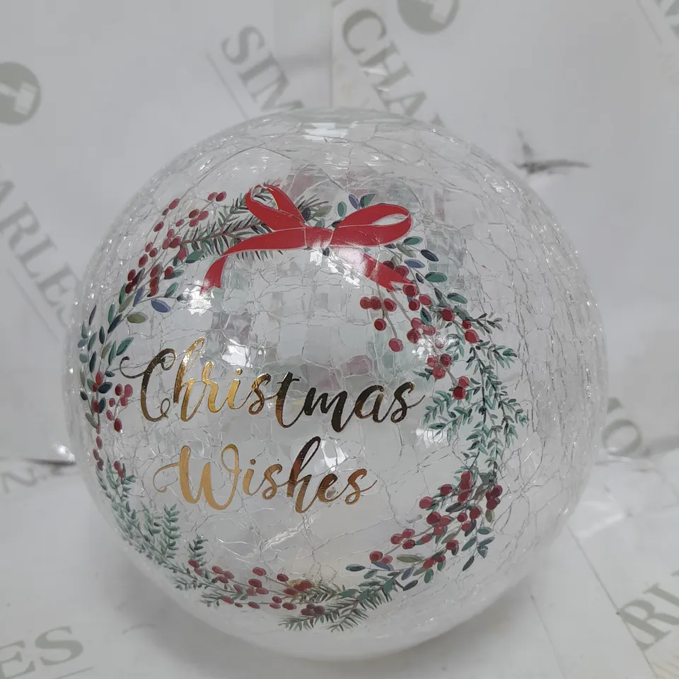FESTIVE PRE-LIT SCENIC CRACKLE GLASS SPHERE