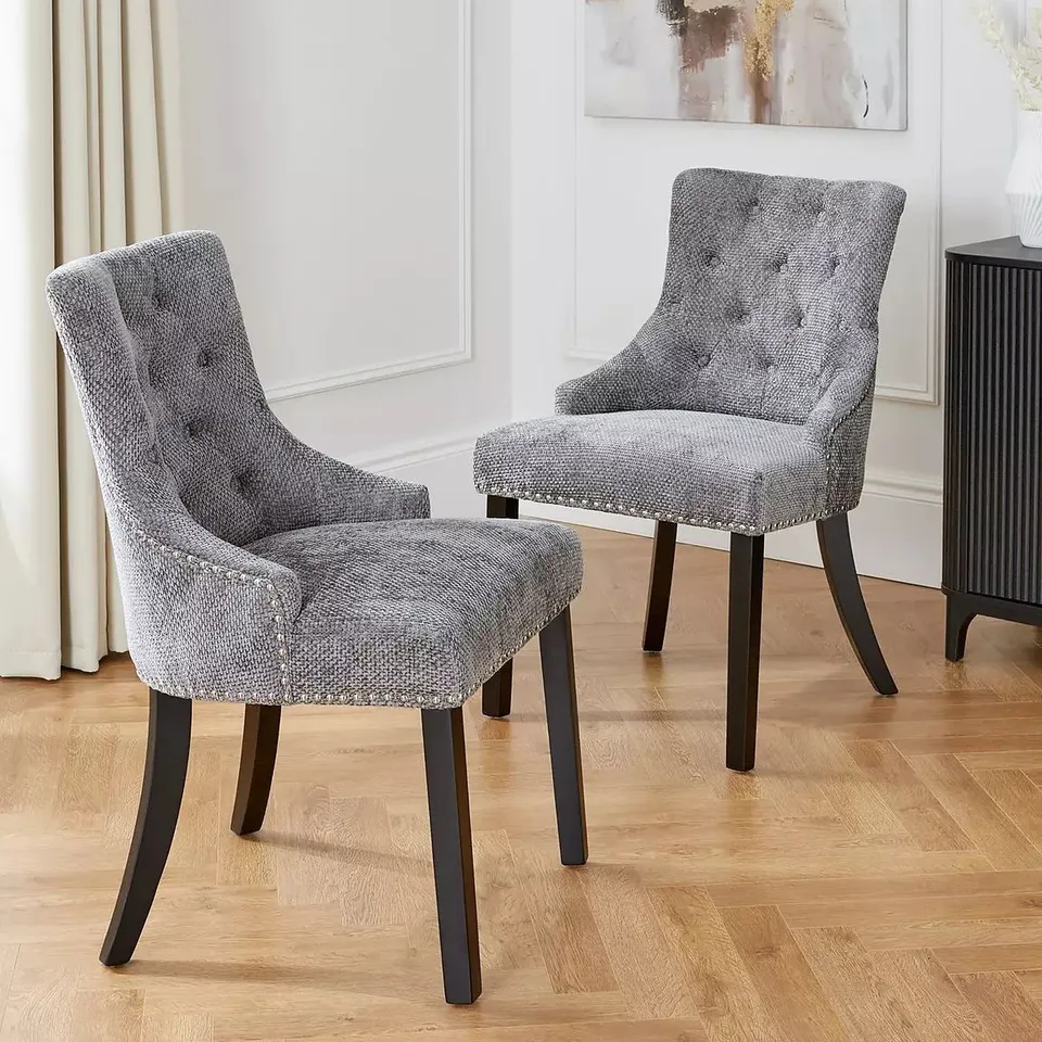 BOXED PAIR OF WARWICK CHUNKY WEAVE DINING CHAIRS IN GREY - COLLECTION ONLY RRP £29.99