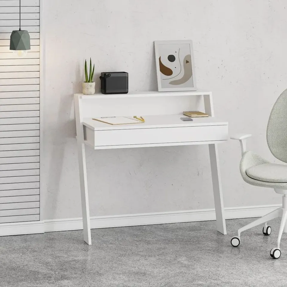 BOXED FLOATING DESK WHITE
