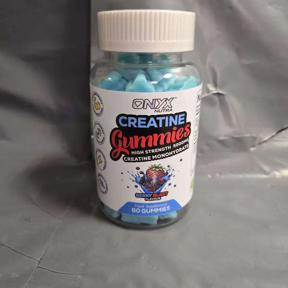 SEALED ONYX NUTRA CREATINE GUMMIES IN BERRY BLAST 60 SERVINGS