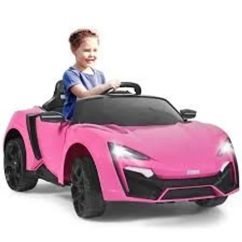 BOXED 12V ELECTRIC KIDS CAR WTH 2.4G REMOTE CONTROL AND SPRING SUSPENSION - PINK