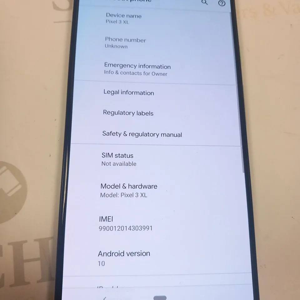 GOOGLE PIXEL 3 XL MOBILE PHONE