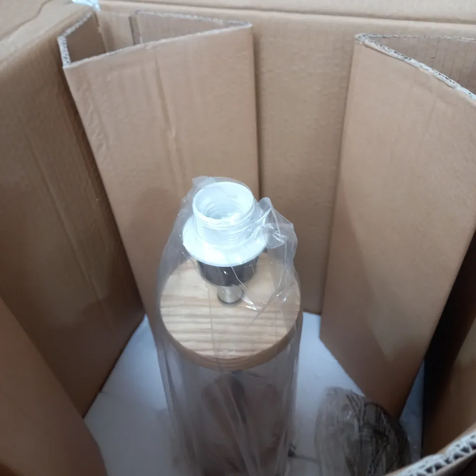 CREO 1LT TABLE LAMP WOOD & GLASS FINISH CREAM SHADE 