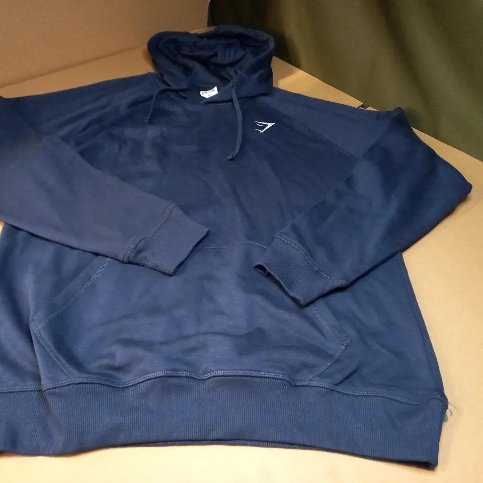 GYMSHARK NAVY/LOGO FRONT POCKET HOODIE - XL