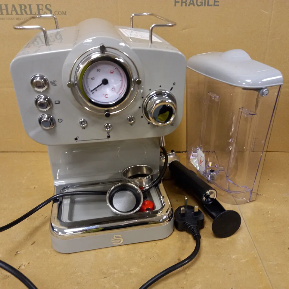 SWAN RETRO PUMP ESPRESSO COFFEE MACHINE - GREY