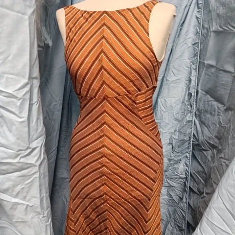 ZARA WOMENβS ORANGE CHEVRON MAXI DRESS β XS (EU/US XS, MX 24) β MADE IN MOROCCO