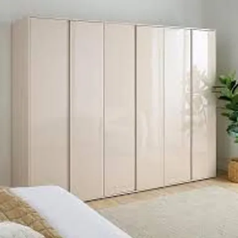 BOXED LAYTON GLOSS 6 DOOR WARDROBE - OATMEAL (6 BOXES)