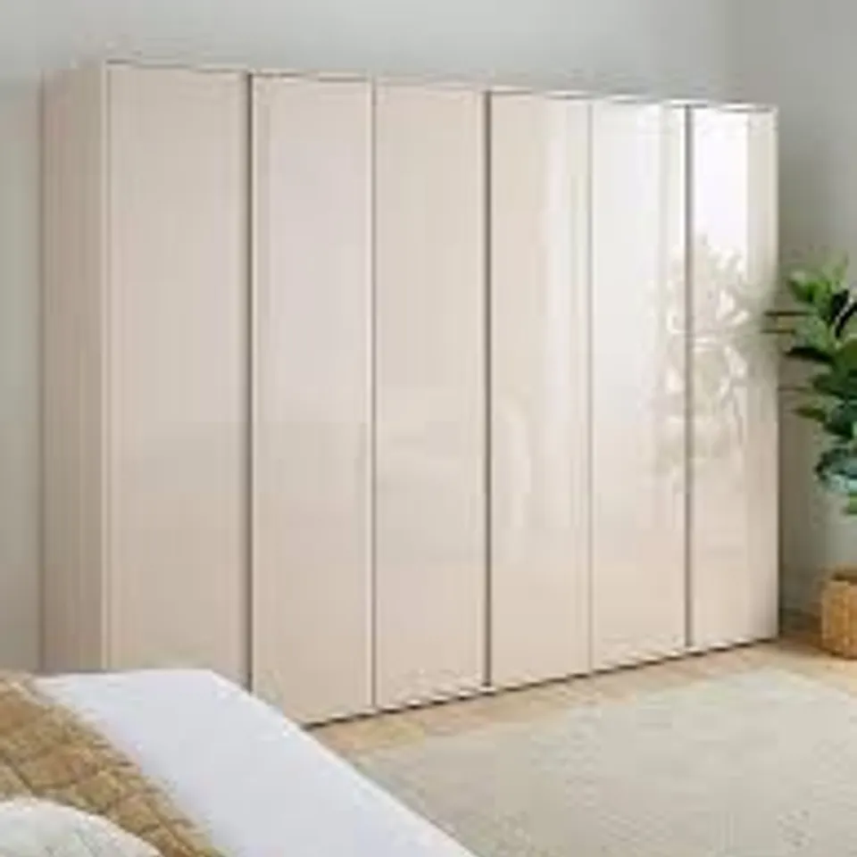 BOXED LAYTON GLOSS 6 DOOR WARDROBE - OATMEAL (6 BOXES) RRP £749