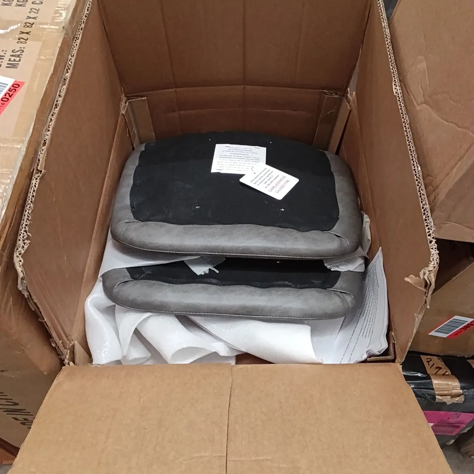 BOXED QUILTED FAUX LEATHER DINING CHAIRS (SET OF 2) - GREY/BLACK (1 BOX)