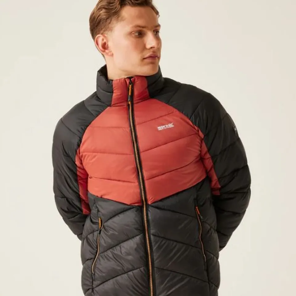 BRAND NEW REGATTA MENS DALENT HOODED LIGHTWEIGHT PADDED JACKET RED OCHRE/BLACK SIZE L