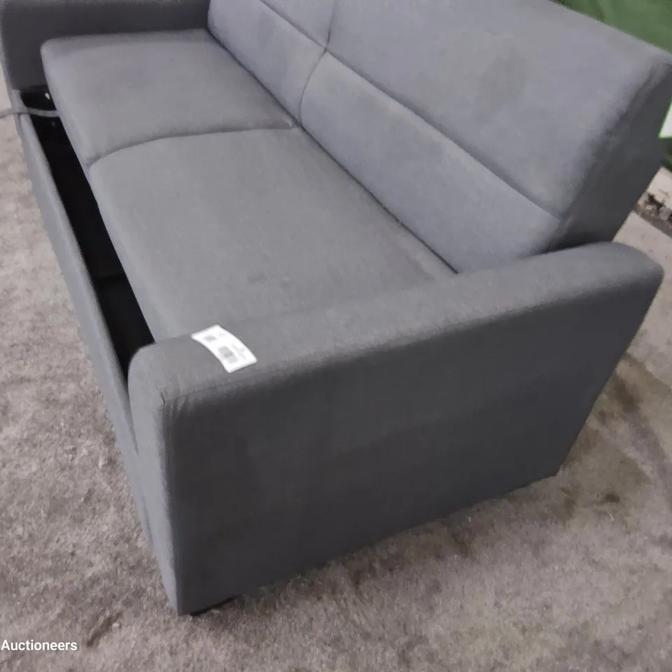 DESIGNER BED SETTEE WITH OTTOMAN STORAGE GREY FABRIC 