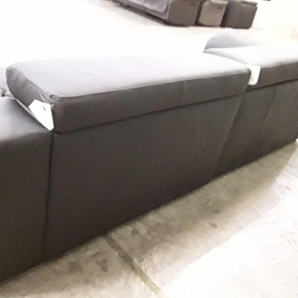 QUALITY DESIGNER BRADY 4 SEATER SOFA - BLACK LEATHER