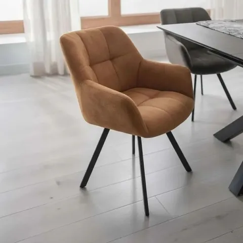 BOXED JADE DINING ARMCHAIR - SET OF 2 - RUST FABRIC