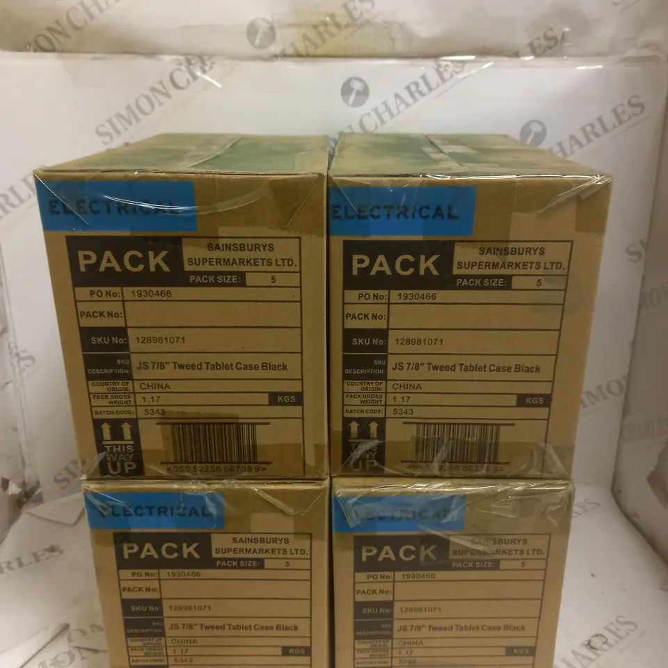 20 (5 CASES PER BOX) JS TWEED TABLET CASES IN BLACK FOR 7/8" TABLETS