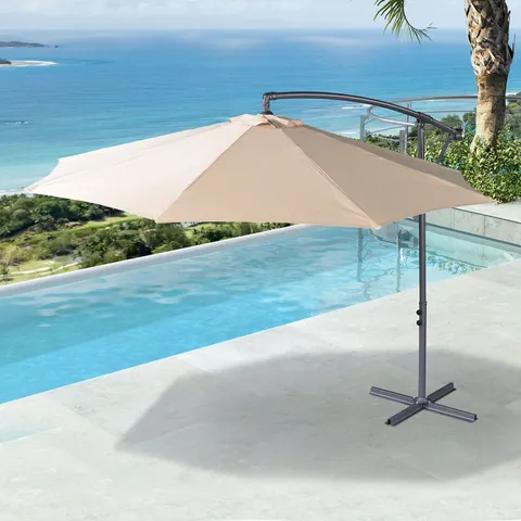 BOXED NOVA OUTDOOR LIVING 3M ROUND BEIGE CANTILEVER PARASOL
