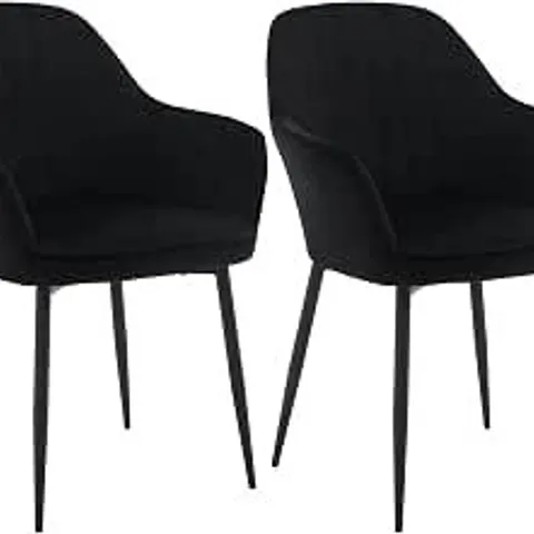 BOXED DINING CHAIRS SET OF 2, WIDE PADDED KITCHEN CHAIRS, BLACK