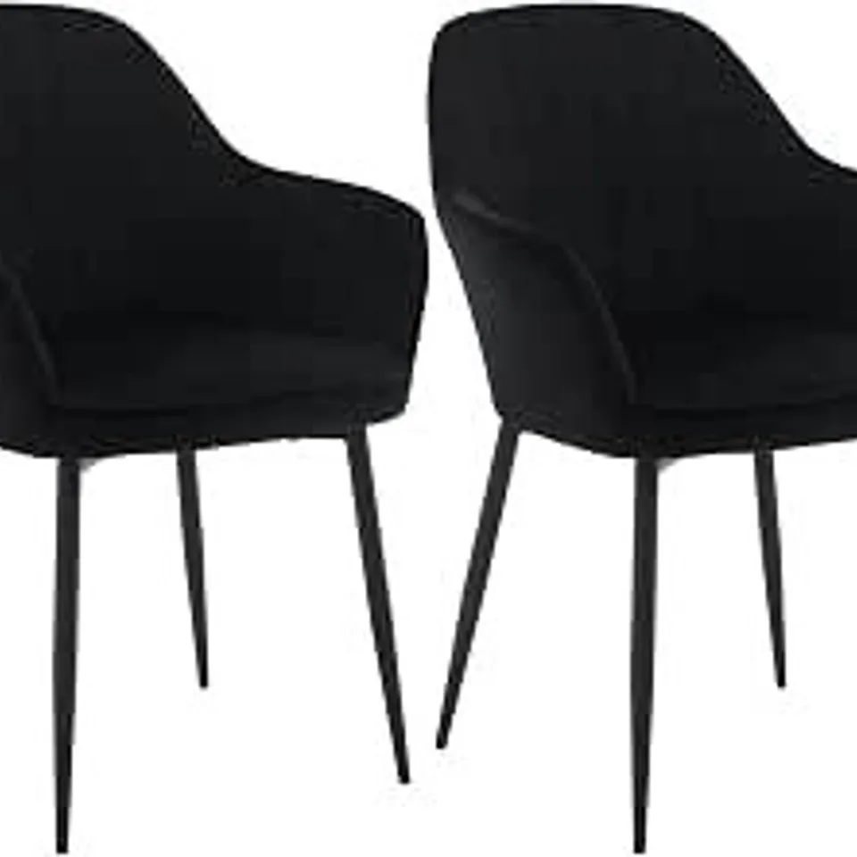 BOXED DINING CHAIRS SET OF 2, WIDE PADDED KITCHEN CHAIRS, BLACK