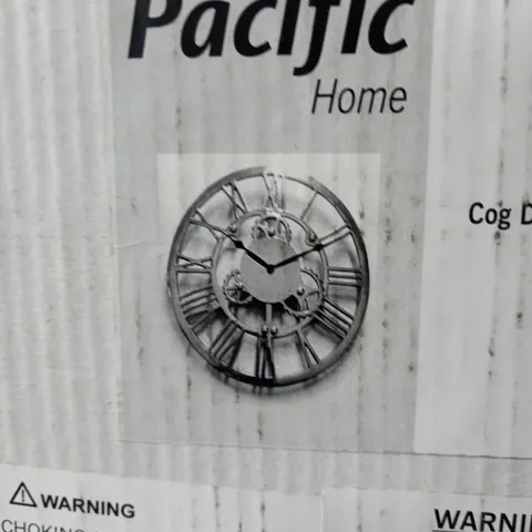 PACIFIC HOME ANTIQUE GOLD COG DESIGN ROUND WALL CLOCK