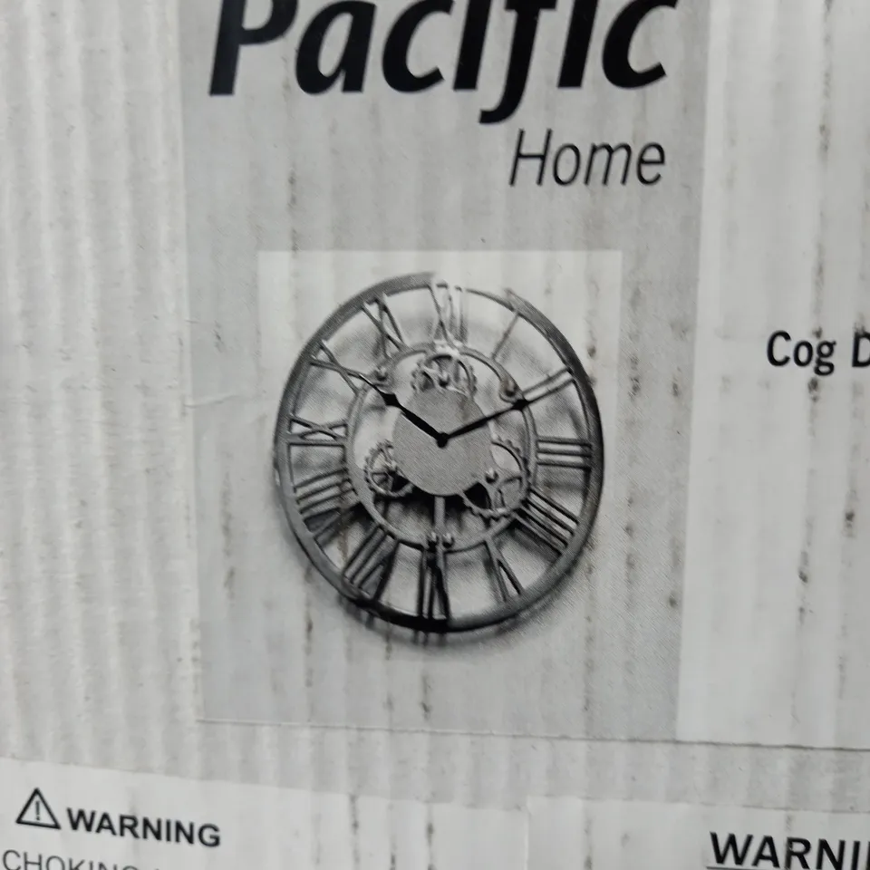 PACIFIC HOME ANTIQUE GOLD COG DESIGN ROUND WALL CLOCK