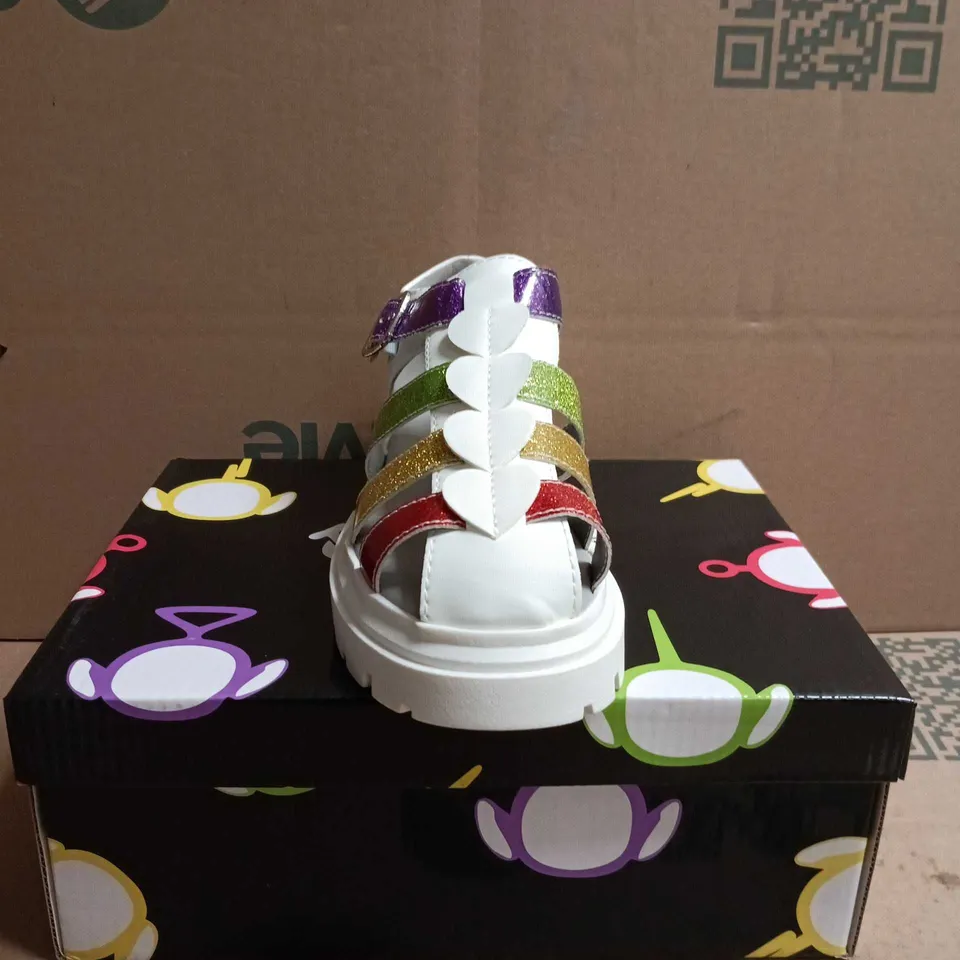 KOI KIDZ TELETUBBIES GLITTER TRUMPETS SANDALS WHITE MULTI SIZE 13