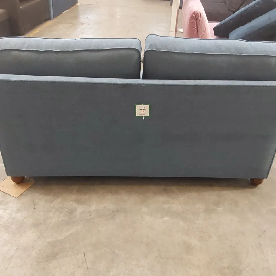 QUALITY DESIGNER DOWNTON 3 SEATER FABRIC UPHOLSTERED SOFA - WINTER BLUE