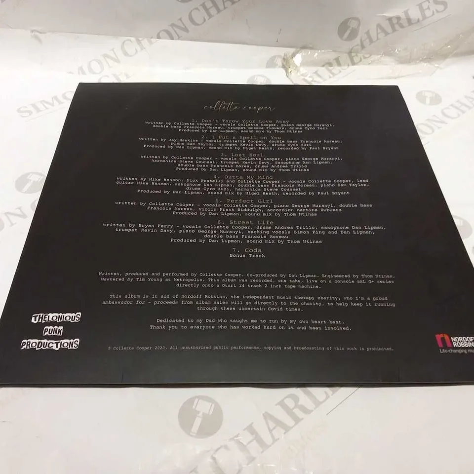 COLLETTE COOPER LOST VINYL SIGNED WITH PERSONALISED MESSAGE  'DEAR MICHAEL LOTS OF LOVE'
