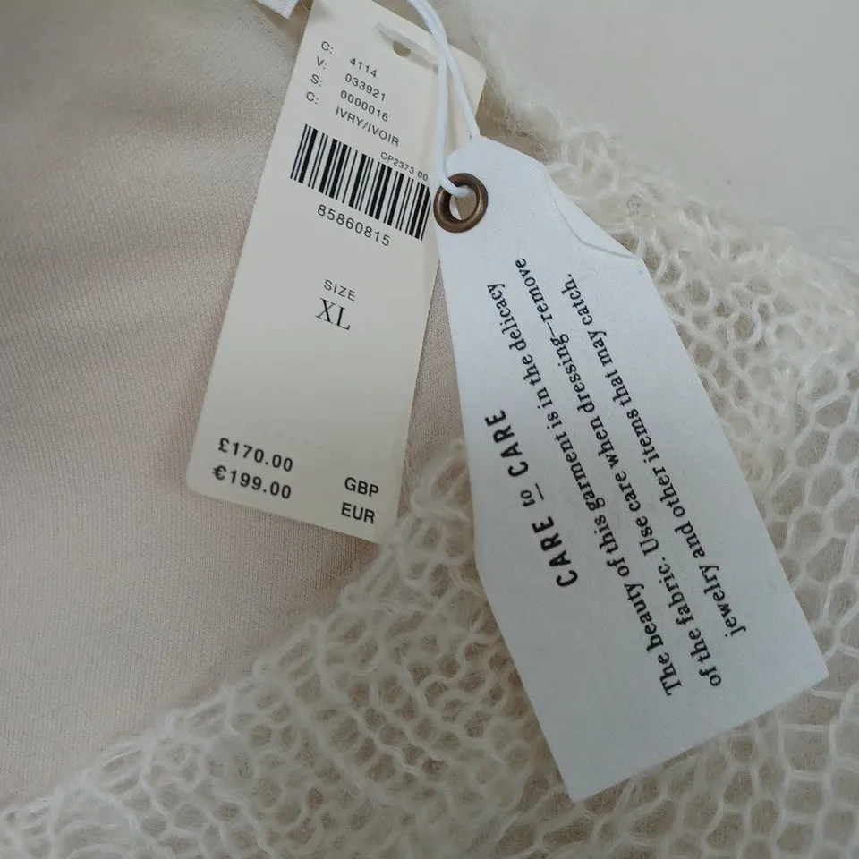 ANTHROPOLOGIE OB STITCHY MOHAIR JUMPER IN CREAM - XL
