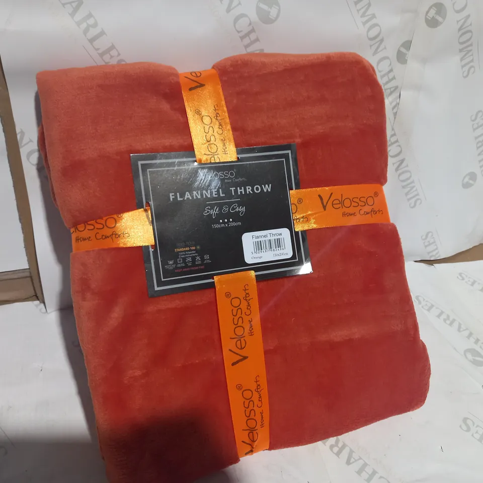 VELOSSO FLANNEL THROW 150 X 200CM - ORANGE