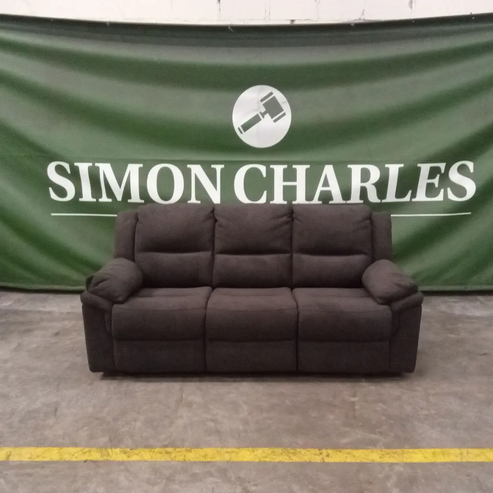 ALBION FABRIC 3 SEATER HIGH BACK MANUAL RECLINER SOFA - CHARCOAL RRP £749