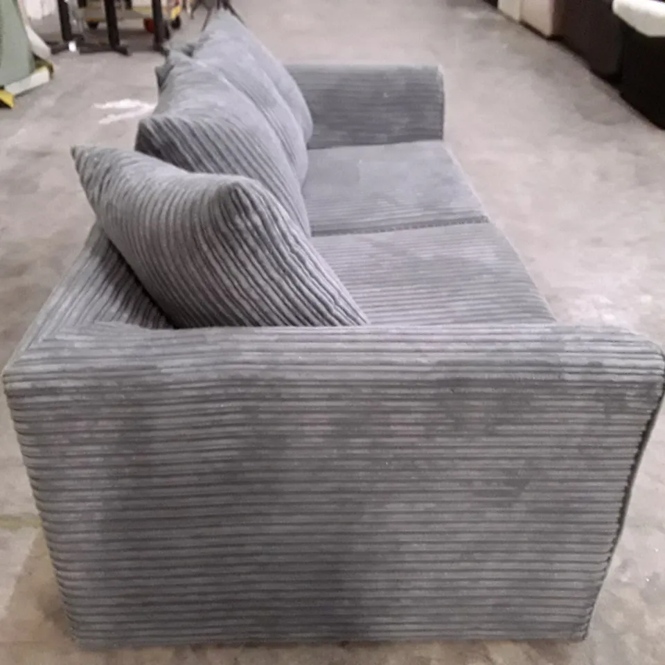 DESIGNER 3 SEATER SOFA - DARK GREY CORDUROY FABRIC