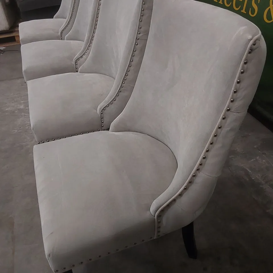 SET OF 4 DESIGNER VELVET UPHOLSTERED DINING CHAIRS 