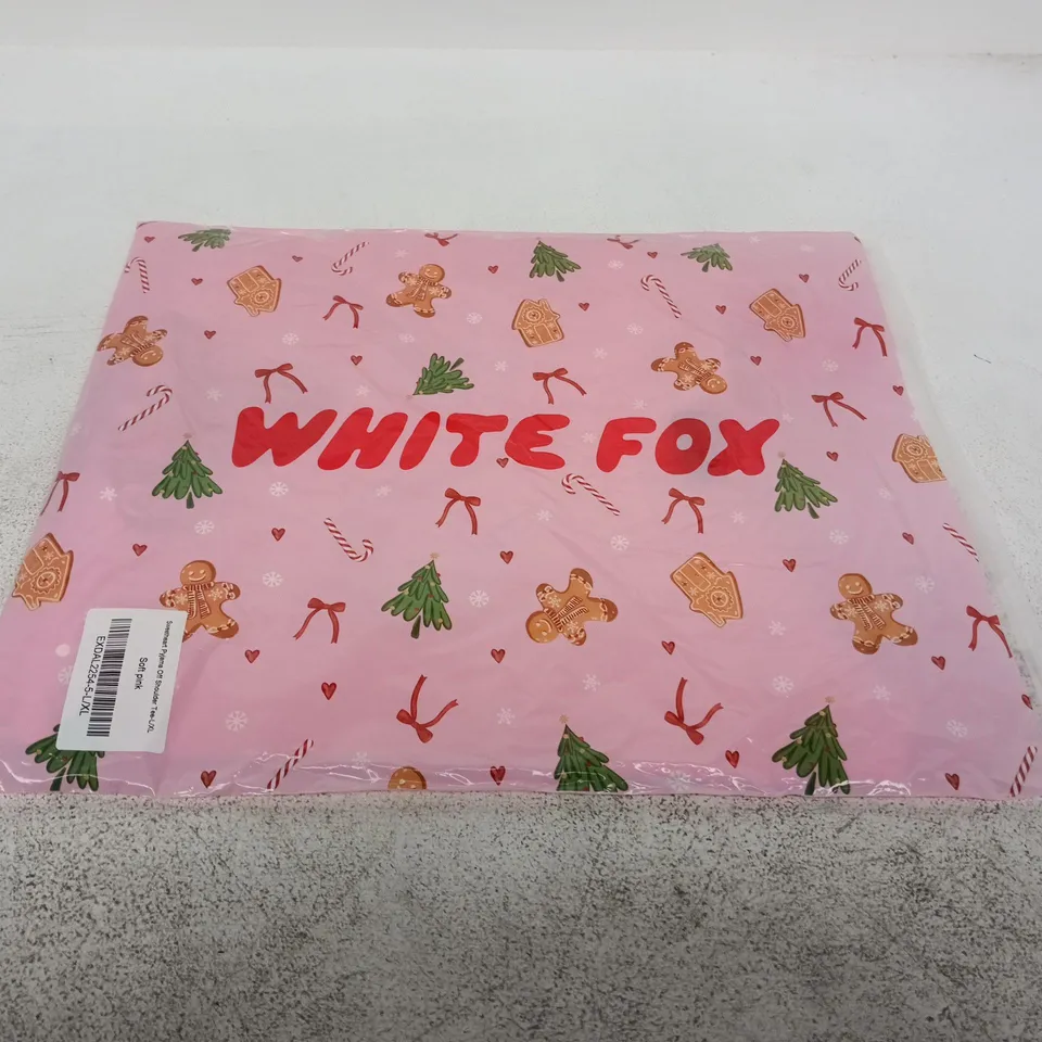 WHITE FOX SWEETHEART PYJAMA OFF SHOULDER TEE – SOFT PINK, SIZE L/XL