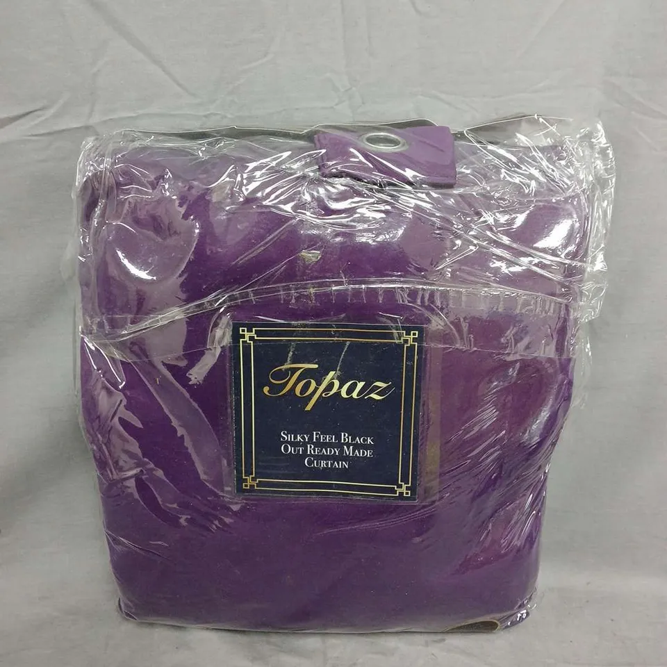 TOPAZ SILKY FEEL BLACK OUT READY MADE CURTAIN – PURPLE, EYELET HEADER