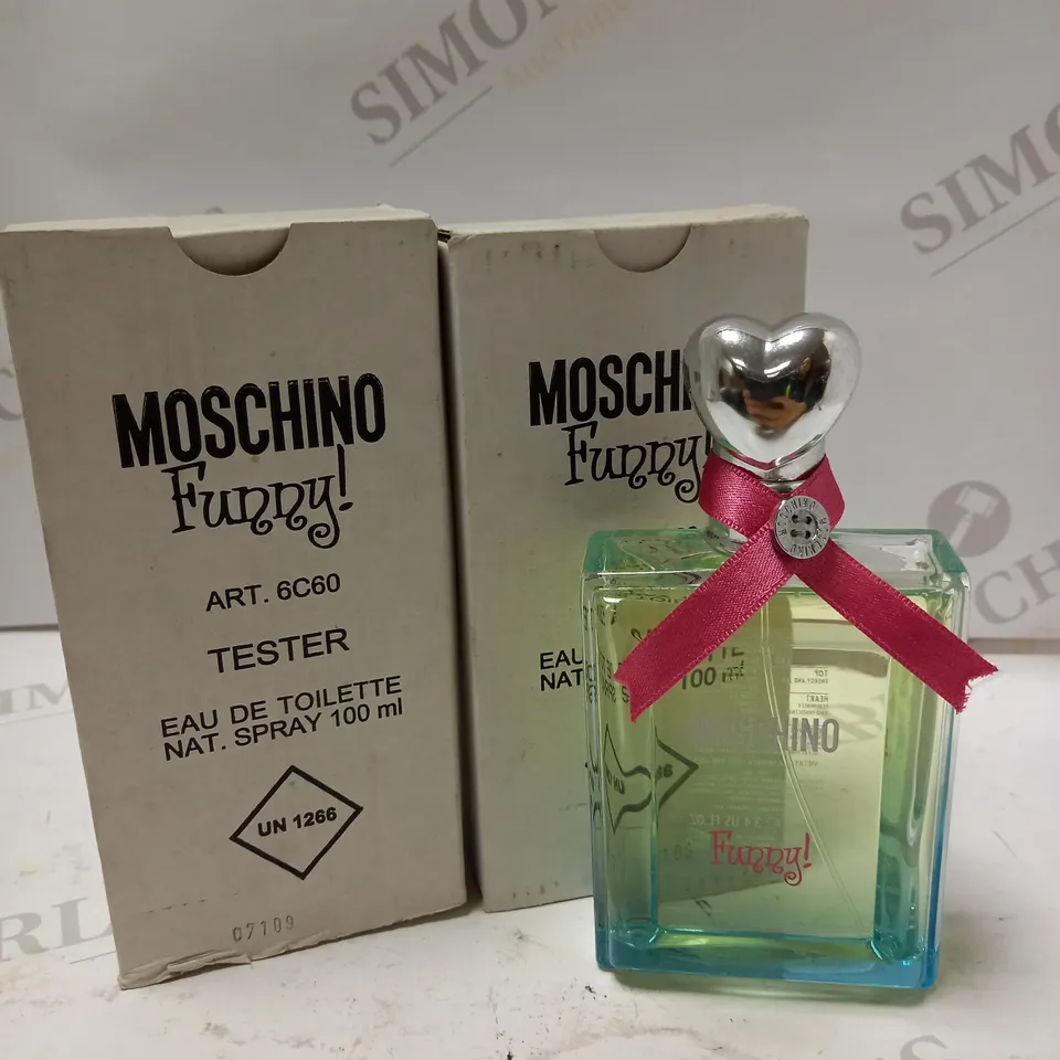 LOT OF 2 X 100ML MOSCHINO FUNNY EAU DE TOILETTE TESTERS 