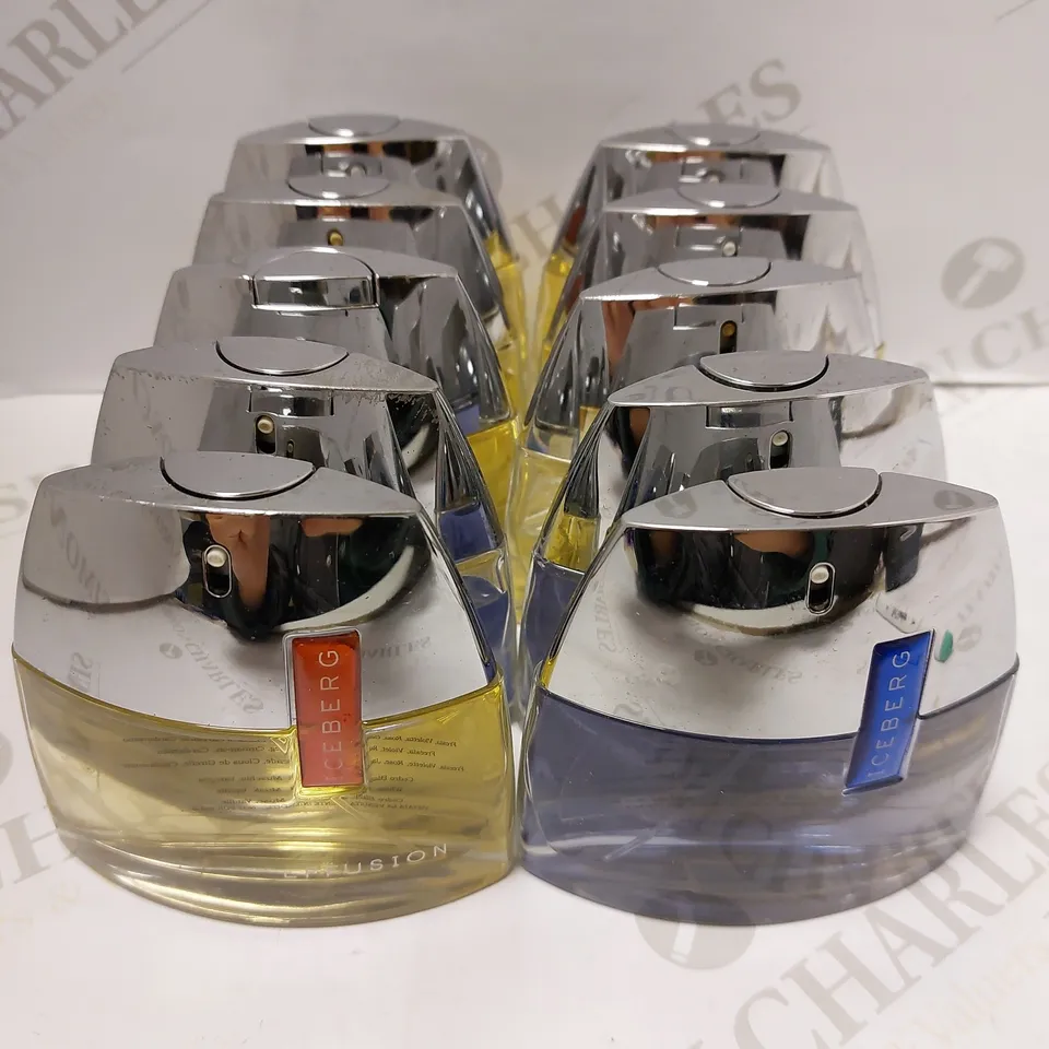 LOT OF APPROX 10 X 75ML ASSORTED ICERBERG EAU DE TOILETTE 