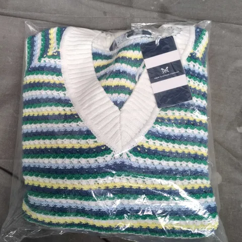 BAGGED CREW CLOTHING COMPANY SOUTHSANDS TEXTURED JUMPER IN WHITE MULTI - SIZE 12