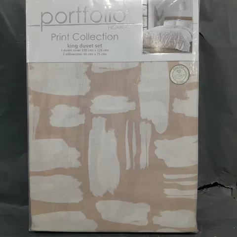 SEALED PORTFOLIO HOME PRINT COLLECTION DUSA KING DUVET SET - NATURAL