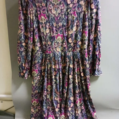 MONSOON LADIES LONG SLEEVED DRESS PURPLE MULTI SIZE M