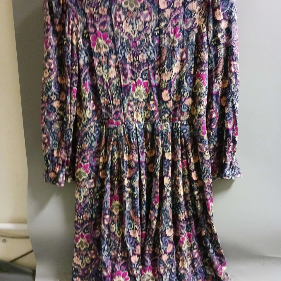 MONSOON LADIES LONG SLEEVED DRESS PURPLE MULTI SIZE M