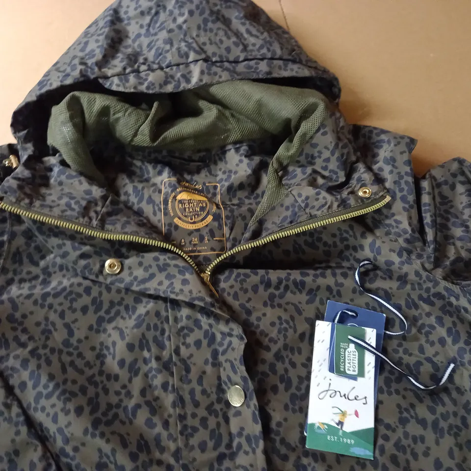 JOULES WAYBRIDGE COAT IN SPOTTED KHAKI - UK 6