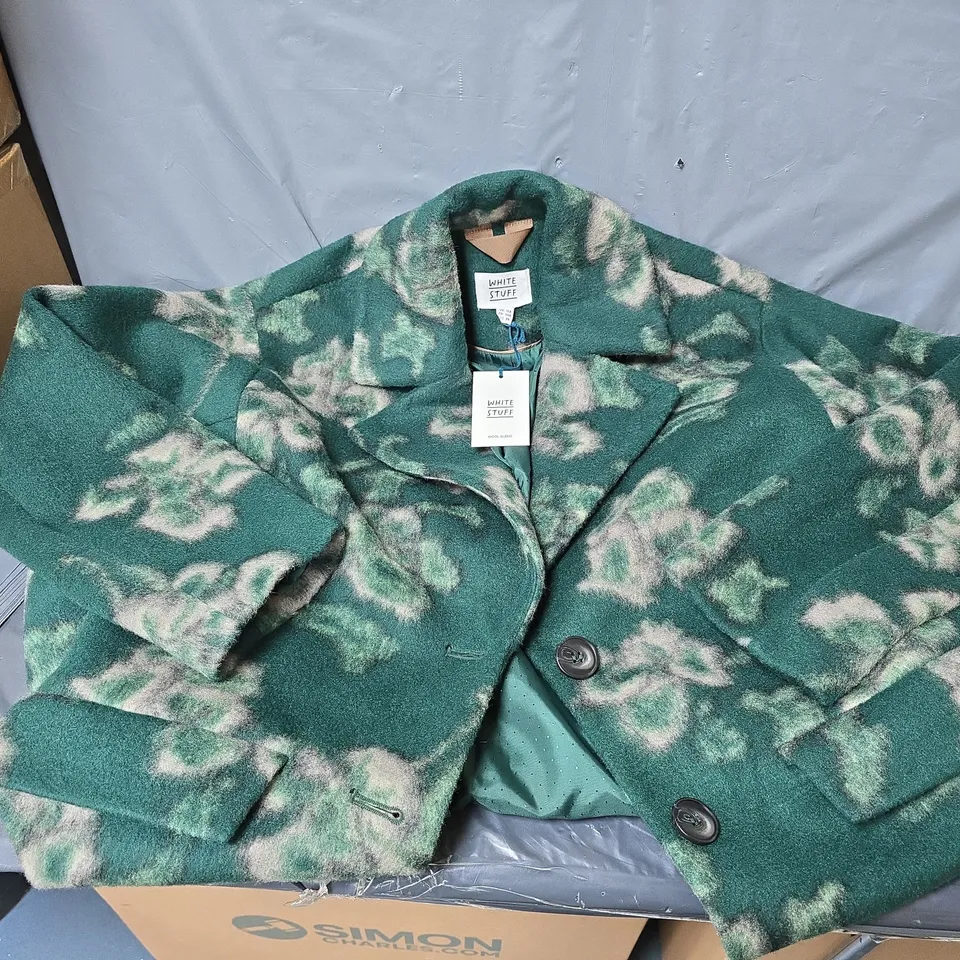 WHITE STUFF LARA FLORAL COAT - GREEN - UK 12R