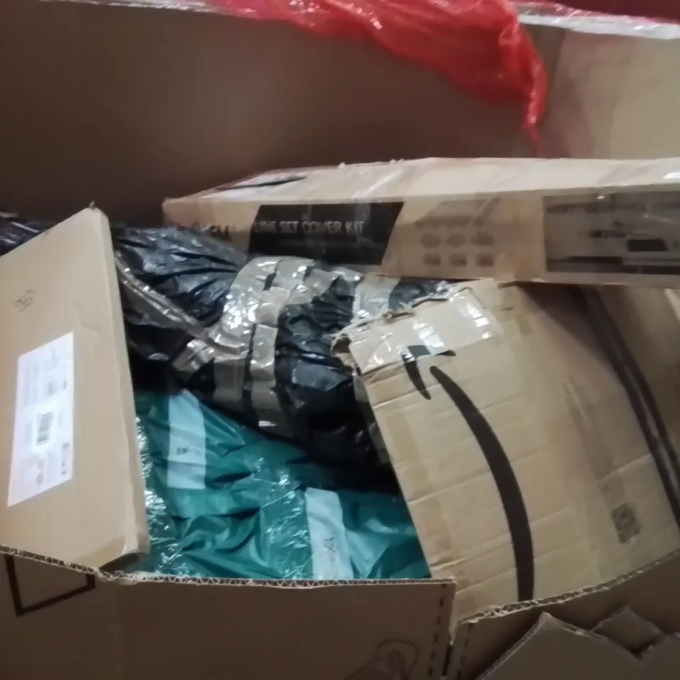 PALLET OF ASSORTED HOUSEHOLD GOODS AND PRODUCTS TO INCLUDE;INFLATABLE PADDED BOARD,PICTURE FRAME SET CHRISTMAS BOX