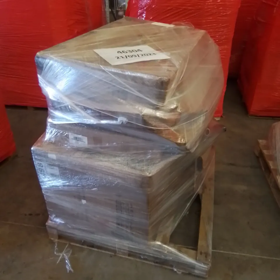 PALLET CONTAINING ASSORTED HOUSEHOLD & HOME IMPROVEMENT PRODUCTS. INCLUDES GAMING CHAIR, DINING CHAIRS AND OTHER BOXED FURNITURE ETC